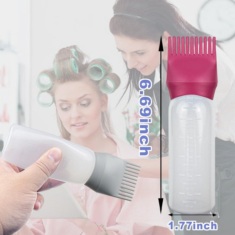 ELANE 4 Pack Root Comb Applicator Bottle,Oil Comb Applicator for Hair Dye,Salons (Purple+Grey+Red+Green) - Image 2